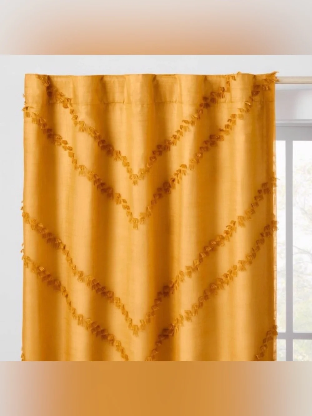 42”W X 84”L Pillowfort Chevron Clip Dotted Kids Blackout Curtain Yellow w/Panel